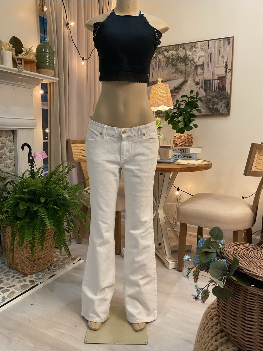 Tory Burch White Wide-Leg Jeans